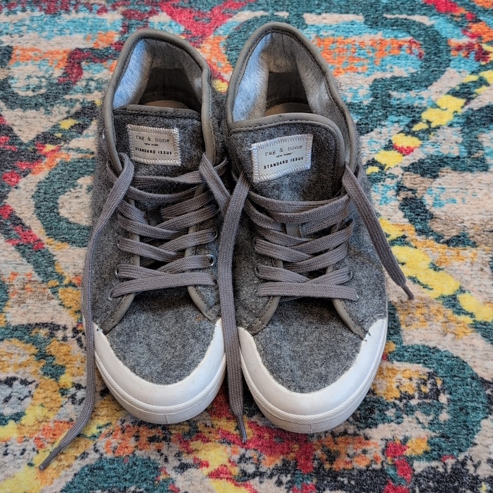 Rag & Bone Standard Issue felted gray wool sneakers 37 EUC